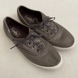 Keds | Champion Ortholite Metallic Linen Gray Sneakers WF57958 Gunmetal Grey 7.5